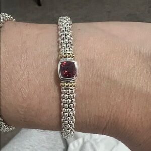 LAGOS Silver and Gold Bracelet with garnet